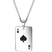 Ogrlica Spielkarte - Srebrna / Črna KP34156