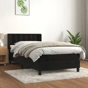 Greatstore Box spring postelja z vzmetnico črn 90x190 cm žamet