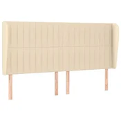 Vidaxl Vzglavje z ušesi krem 203x23x118/128 cm blago