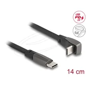 Delock USB 2.0 ravni kabel USB Type-C muški - USB Type-C muški USB Type-C muški kutni PD 3.0 60 W 14 cm crni