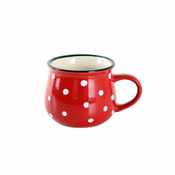 RDEČA SKODELICA Z BELIMI PIKAMI, 230ML, KERAMIKA