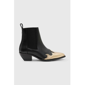 Kožne kaubojske cizme AllSaints Dellaware Boot za žene, boja: crna, s debelom potpeticom, WF733Z