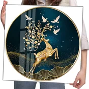 shumee Ob_XL_27 - Diamantna slika 50x50 - Živali, Zlati jelen