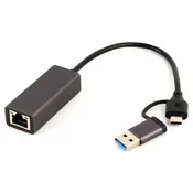 GEMBIRD USB 3.1 + USB C Gigabit mrežni adapter