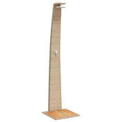 Vidaxl Zunanji tuš bež 55x60x224 cm poli ratan in akacijev les
