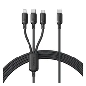 BASEUS SILKY podatkovni kabel 3-u-1 Type-C - Type-C/Lightning/microUSB, 150 cm, crni P10377706123-00