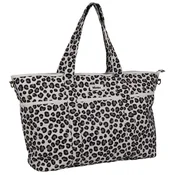 Prebaľovacia taška ku kočíku Madrid Bag XXL Leopard Clay Beaba z previjalno podlogo in trakovi za voziček, ekstra velik leopardji vzorec