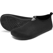 Nikcorp Racqua vodne čevlje Barefoot 46/47 črne zaponka na ježka hitro sušeče elastična tkanina nedrseč podplat za plažo ježovci plavanje kajak SUP jadranje stiskljive