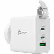 Potovalni polnilnik j5create JUP3565CV 65 W GaN USB-C® - 3 priključki, zamenljivi vtiči