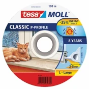 Tesa Tesnila za okna in vrata Window and door seal rubber P, 9 x 5.5 mm x 100 m, white