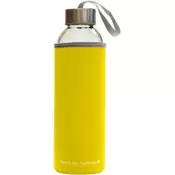 Boca za vodu staklena Stream Color 500 ml žuta/ sivi rub