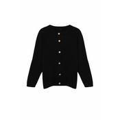 Trendyol Curve Black Crew Neck Buttoned Knitwear Cardigan