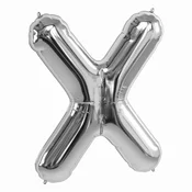 shumee Balon s črko X, srebrn, 40 cm, folija, za rojstnodnevno poročno zabavo