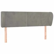Vidaxl Vzglavje z ušesi svetlo sivo 147x23x78/88 cm žamet