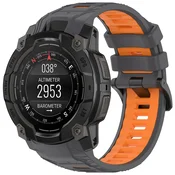Silikonski pas Techsuit W077 za Garmin Instinct 3 50mm/Instinct 3 50mm Solar - siv/oranžen