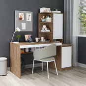 Hanah Home Nora Right radni sto 160 × 157,8 × 60 cm, bela / atlantski bor