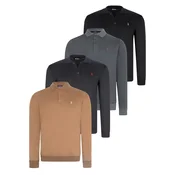 QUADRUPLE SET V4007 DEWBERRY MENS SWEATSHIRT-BLACK-NAVY-ANTHRACITE-CAMEL