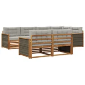 Set vanjskih sofa s jastukom 7 pcs Prirodna i svjetlosiva