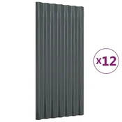 Vidaxl Strešne plošče 12 kos. cinkano jeklo antracit 80x36 cm