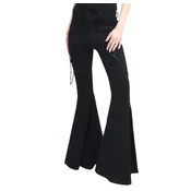 Ženske hlače KILLSTAR - Beliala Flares - Black - KSRA011888