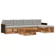 Set vanjskih sofa 6 pcs Prirodna i svjetlosiva 79 x 79 x 37 cm