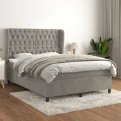 shumee Box spring postelja z vzmetnico svetlo siv 140x190 cm žamet