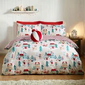 Posteljnina za zakonsko posteljo 230x220 cm Christmas Mouse Town – Catherine Lansfield