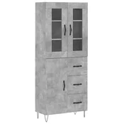 Vidaxl Visoka komoda betonsko siva 69,5x34x180 cm inženirski les
