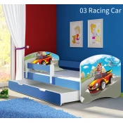 Djecji krevet ACMA s motivom, bocna plava + ladica 180x80 cm 03-racing-car