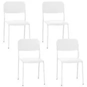 Northix Komplet 4 zložljivih jedilnih stolov, beli PP in kovina, ergonomična zasnova, 48,5 x 44,5 x 81 cm