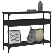 Konzolni stol s policama crni 100x29x75 cm konstruirano drvo