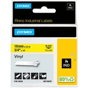Dymo Rhino ind trak 19 mm, črna na rumeni, vinil 18433