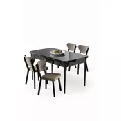 HANAH HOME Rasklopivi trpezarijski sto i stolice (5 delova) Exve Black Marble Cappuccino
