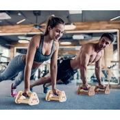 SportBaby Push up bar, lesene ročke za sklece - 3 različne debeline oprijema - 500 kg nosilnosti, rjava