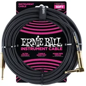 Ernie Ball 6081 | 3.05M Braided Straight / Angle Black - Instrumentalni kabl