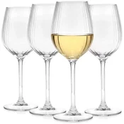 Northix Komplet 4 vinskih kozarcev, 380 ml, rebrasti dizajn
