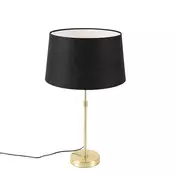 Namizna svetilka zlata/bronasta s črnim lanenim odtenkom 35 cm - Parte