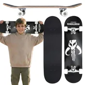 Disney STAR WARS The Mandalorian logo Veliki leseni skateboard za mlade, 79 cm, protizdrsna plošča, stabilen do 80 kg