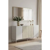 Hanah Home komoda Poli 150, 150 cm, bela / travertin / srebrna