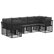 Set vanjskih sofa s jastukom 7 pcs Crna i tamno siva Poliester