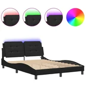 Vidaxl Posteljni okvir z LED brez vzmetnice Zadar črn 140x190 cm