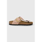 Japonke iz semiša Birkenstock Gizeh Big Buckle ženske, roza barva, 1027113