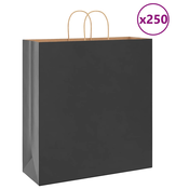 Papirnate vrecice 250 kom s ruckama crne 45x17x48 cm