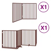 Vidaxl Ograda za pse z vrati zložljiva 6 panelov rjava 480 cm les