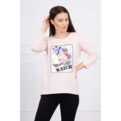 Blouse with graphics 3D Watch powder pink