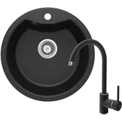 Deante ZRS 2803 Sudopera, 1 korito, 18cm, Granitna + BEN 262M, 354mm, Crna