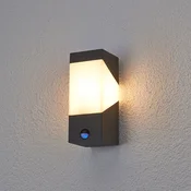 Lucande zunanja stenska svetilka Kiran, senzor, siva, IP44, E27 - Sodobni - grafitno siva, opalno bela - Aluminij