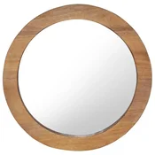 Vidaxl Stensko ogledalo 60 cm iz tikovine okroglo