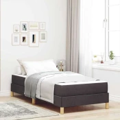 vidaXL Postelja z vzmetnico Rjava 90 x 190 cm Tkanina & Inženirski les