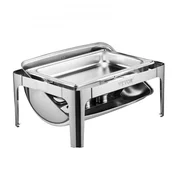 VEVOR Set za postrežbo hrane Chafing Dish Buffet pravokoten z zvitim pokrovom 9 qt srebrn